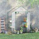 Mobile Preview: foliengewaechshaus-begehbares-gartenhaeuschen-tomatengewaechshaus-treibhaus-fruehbeet-mit-6-regalen-transparent-stahl-pvc-kunststoff-142x73x195cm