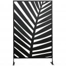 Mobile Preview: sichtschutz-outdoor-lackiert-stahlrahmen-palmblatt-silhouette-schwarz-122x45x198cm