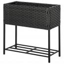 Mobile Preview: poly-rattan-hochbeet-blumenkasten-mit-fuessen-blumentopf-mit-ablage-mischbraun-70x30x70cm