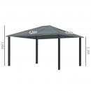 Mobile Preview: hardtop-gartenpavillon-4-2x3-6m-vorhaenge-mit-fliegennetz-alugestell-braun-creme