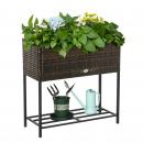 Mobile Preview: poly-rattan-hochbeet-blumenkasten-mit-fuessen-blumentopf-mit-ablage-braun-70x30x70cm