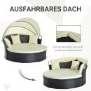 Mobile Preview: Sonneninsel, teilbar in 2 Sofas, verstellbarer Sonnenschutz, Rattanoptik, Creme, 1,7x1,8x1,5m