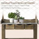 Mobile Preview: pflanztisch-gaertnertisch-aus-holz-mit-3-schubladen-haken-verzinkte-metall-arbeitsflaeche-fuer-garten-terrasse-verkohlt-78x38x112cm