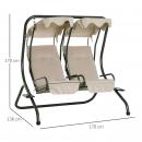 Mobile Preview: 2-sitzer-hollywoodschaukel-gartenschaukel-mit-sonnendach-garten-stahl-beige-170x136x170cm