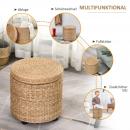 Mobile Preview: sitzhocker-mit-stauraum-fusshocker-aufbewahrungsbox-abnehmbarer-deckel-rattan-khaki-43x43cm