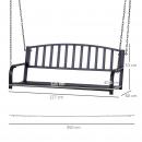 Mobile Preview: haengebank-2-sitzer-gartenschaukel-schaukelbank-hollywoodschaukel-schwebebank-mit-ketten-metall-schwarz-127x60x53cm