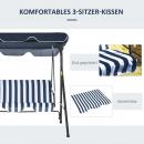 Mobile Preview: hollywoodschaukel-gartenschaukel-schaukelbank-3-sitzer-mit-dach-stahl-blau-weiss-172x110x153cm