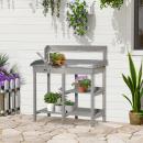 Mobile Preview: pflanztisch-gaertnertisch-blumentisch-mit-wanne-garten-tannenholz-grau-117x45x121cm