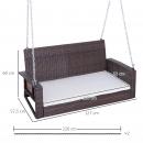 Mobile Preview: haengebank-2-sitzer-rattan-gartenschaukel-mit-sitzkissen-haengeschaukel-hollywoodschaukel-schaukelbank-gartenbank-braun-127x65x60cm