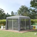 Mobile Preview: gartenpavillon-pavillon-2-96x2-96m-gartenzelt-mit-doppeldach-festzelt-partyzelt-mit-4x-seitenteile-moskitonetz-wetterfest-aluminium-polyester-dunkelgrau