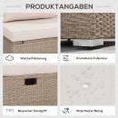 Mobile Preview: Rattan Sitzgarnitur, 6-teilige Sitzgruppe, Gartenmöbelset mit Couchtisch, Metall, Khaki, 151x75x65cm